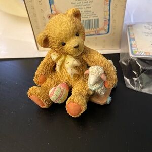 Cherished Teddies Retired Chelsea 910694 Vintage Bear With Lamb Easter Figurine